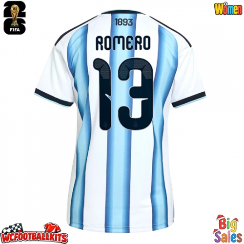 Argentina Cristian Romero #13 Replica Home Stadium Shirt for Women World Cup 2026 Short Sleeve